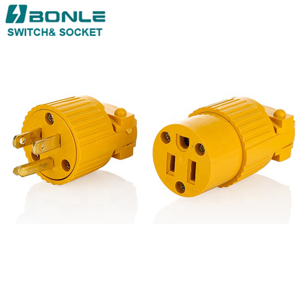 NEMA 5-15 socket connector 15-Amp 3-Wire 125V/AC 2-Pole Heavy Duty Grade 